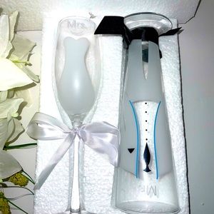 FINAL SALE Sealed Unused Husband & Wife New Novelty Champagne Toast Flutes